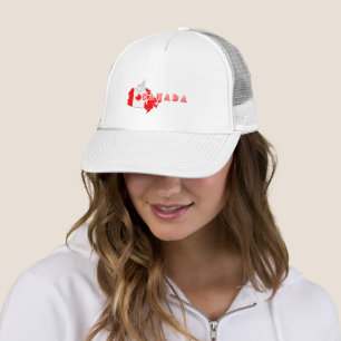 Modern Simple Canadian Canada Script map Flag Trucker Hat