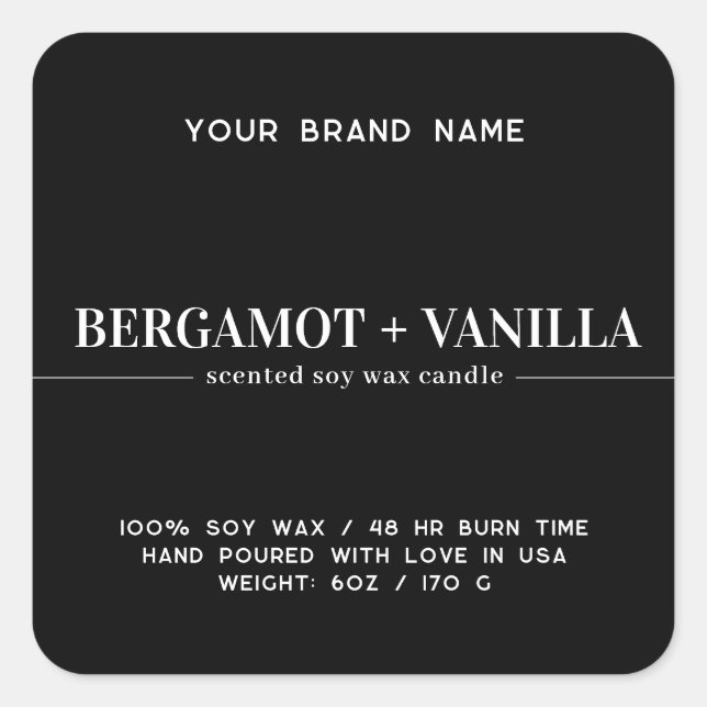 Modern simple candle label packaging label (Front)