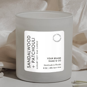 Modern Simple Candle Packaging Black White Product Square Sticker