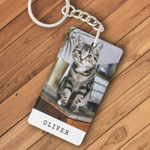 Modern Simple Cat Photo  Key Ring