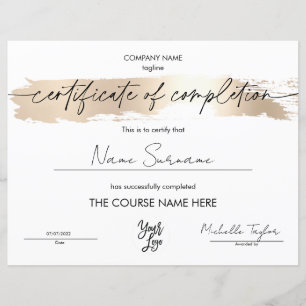 Modern Simple Certificate of Completion Add Logo