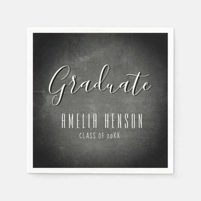 Modern Simple Chalkboard Graduate Graduation Party Napkin (Front)