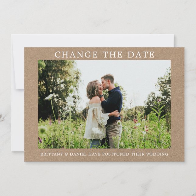 Modern Simple Change The Date Kraft Card (Front)