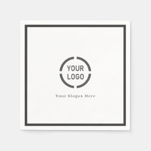 Modern simple charcoal black border company logo napkin