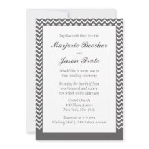 Modern Simple Chevron Wedding Invitation - Grey