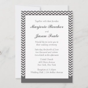 Modern Simple Chevron Wedding Invitation - Grey
