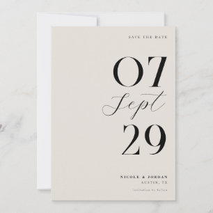 Modern Simple Chic Black and Ivory Wedding Save The Date