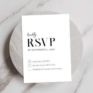 Modern Simple Chic Black and White Wedding RSVP Card