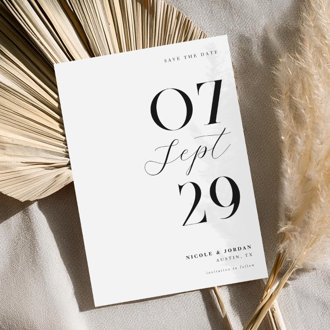 Modern Simple Chic Black and White Wedding Save The Date (Creator Uploaded)