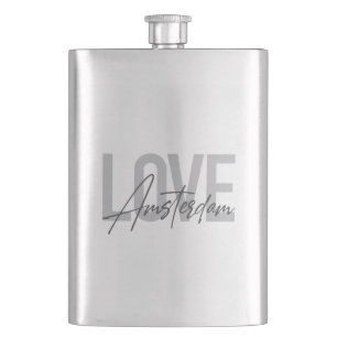 Modern, simple, chic, cool design Love Amsterdam Hip Flask