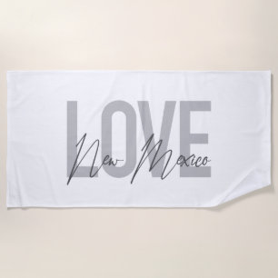 Modern, simple, chic, cool design Love New Mexico Beach Towel