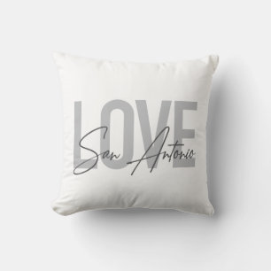 Modern, simple, chic, cool design Love San Antonio Cushion