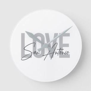 Modern, simple, chic, cool design Love San Antonio Round Clock