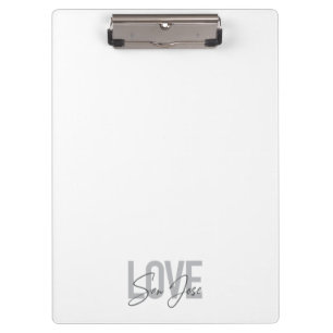 Modern, simple, chic, cool design Love San Jose Clipboard