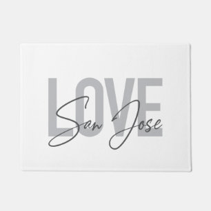 Modern, simple, chic, cool design Love San Jose Doormat