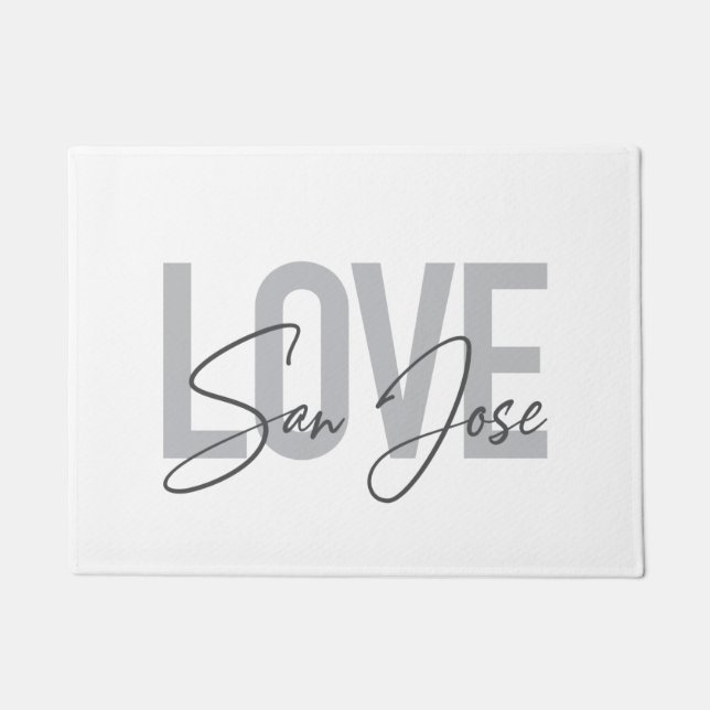 Modern, simple, chic, cool design Love San Jose Doormat (Front)