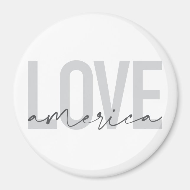 Modern, simple, chic, cool design of Love America Magnet (Front)