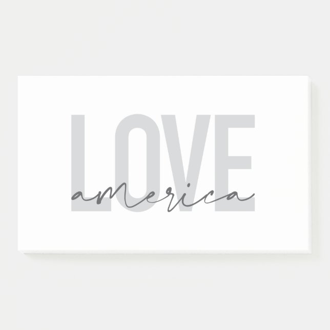 Modern, simple, chic, cool design of Love America Post-it Notes (Front)