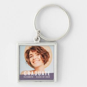 Modern Simple Chic Custom Graduate Grad Photo Key Ring