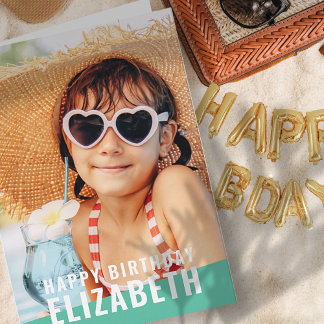 Modern Simple Chic Custom Photo Birthday Greeting Card