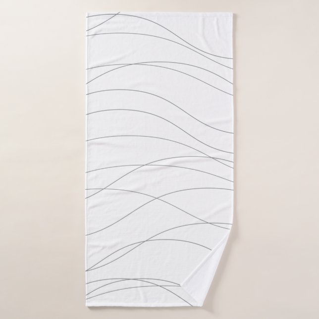 Modern, simple, chic, elegant wavy graphic lines bath towel (Bath Towel)