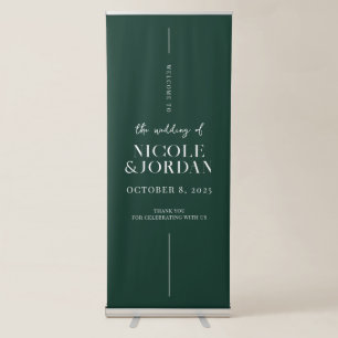 Modern Simple Chic Emerald Green Wedding Welcome Retractable Banner