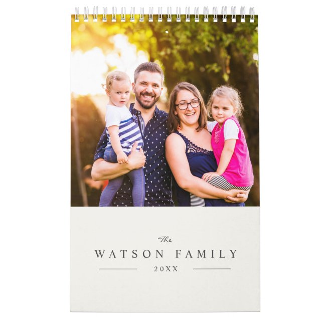 Modern Simple Chic Family Kids Photo Calendar (Cover)