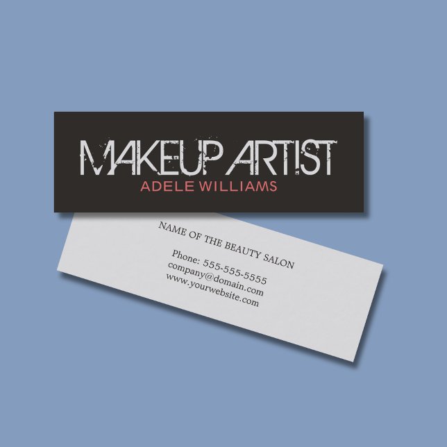 Modern Simple Chic Grey Pale Pink Makeup Artist Mini Business Card (Creator Uploaded)