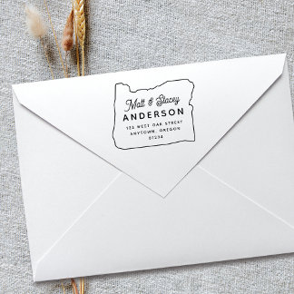 Modern Simple Chic OREGON State Return Address  Rubber Stamp
