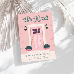 Modern Simple Chic Pink Door Moving Announcement