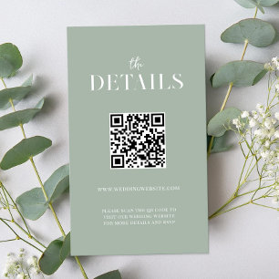 Modern Simple Chic Sage Green Wedding Enclosure Card