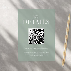 Modern Simple Chic Sage Green Wedding Enclosure Card