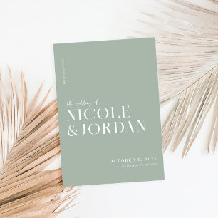 Modern Simple Chic Sage Green Wedding Save The Date