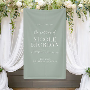Modern Simple Chic Sage Green Wedding Welcome Banner