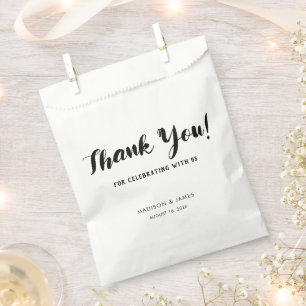 Modern Simple Chic Script Thank You Wedding Favour Bags