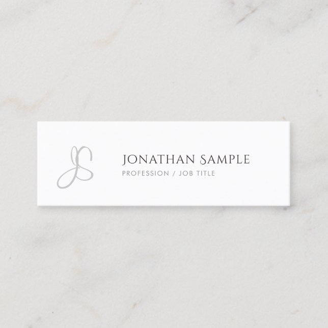 Modern Simple Chic Trendy Monogram Template Mini Business Card (Front)