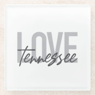 Modern, simple, chic, urban design Love Tennessee Glass Coaster