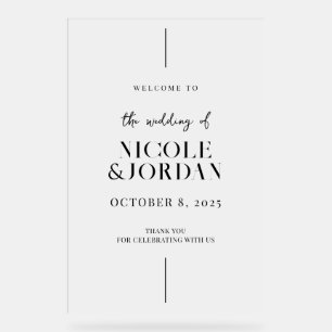 Modern Simple Chic Wedding Welcome Frosted Acrylic Sign