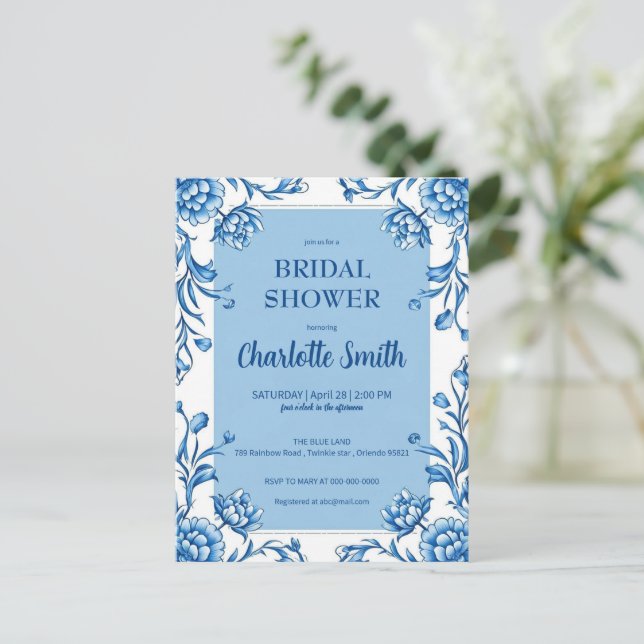 Modern Simple Chinoiserie antique bridal shower Postcard (Standing Front)