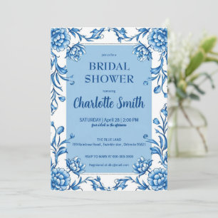 Modern Simple Chinoiserie antique bridal shower Save The Date
