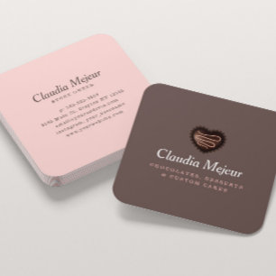 Modern Simple Chocolate Baker Brown Square Business Card