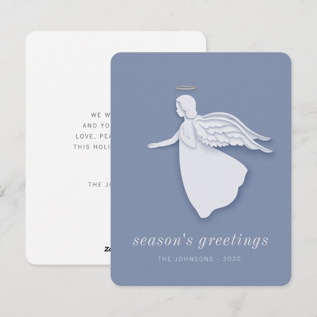 Modern Simple Christmas Angel Holiday Card (Front/Back)