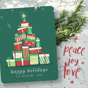 Modern Simple Christmas Tree of Gifts Holiday Card