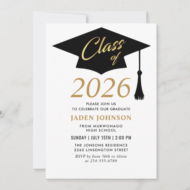 Modern Simple Class of 2025 Graduation Party Invitation (Front)