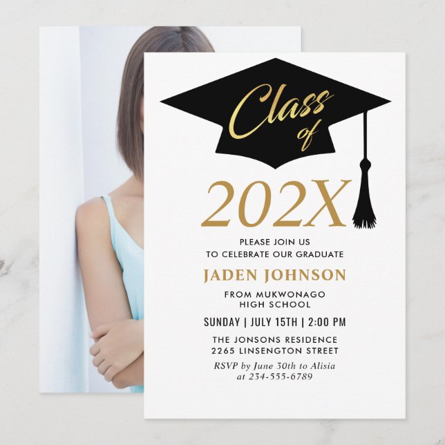 Modern Simple Class of 2025 Graduation Party Invitation (Front/Back)