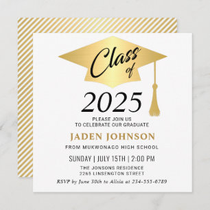 Modern Simple Class of 2025 Graduation Party Invitation