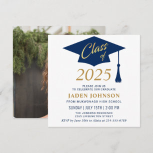 Modern Simple Class of 2025 PHOTO Graduation Party Invitation