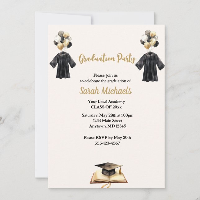 Modern Simple Class of 20xx Graduation Party  Invitation (Front)
