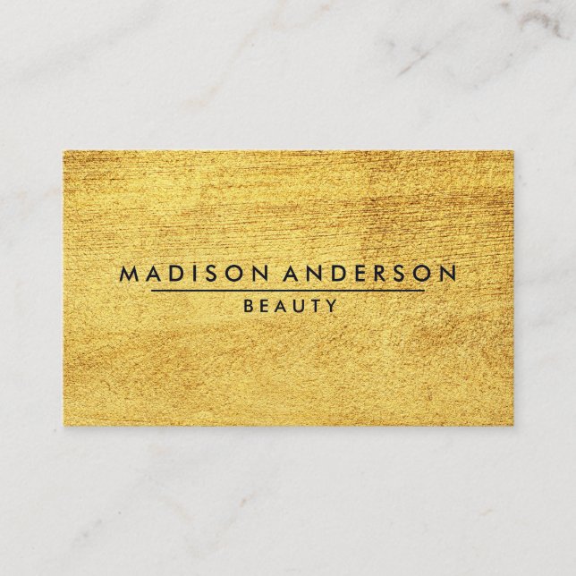 Modern Simple & Classic Beauty Gold Wooden Business Card (Front)