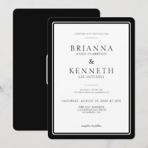 Modern Simple Classic Elegance Black Frame Wedding